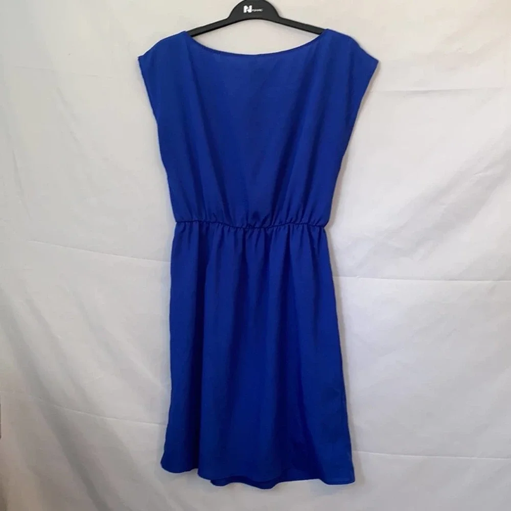 Myan Royal Blue Elastic Waist Polyester Dress Womens Size M - Picture 4 of 9